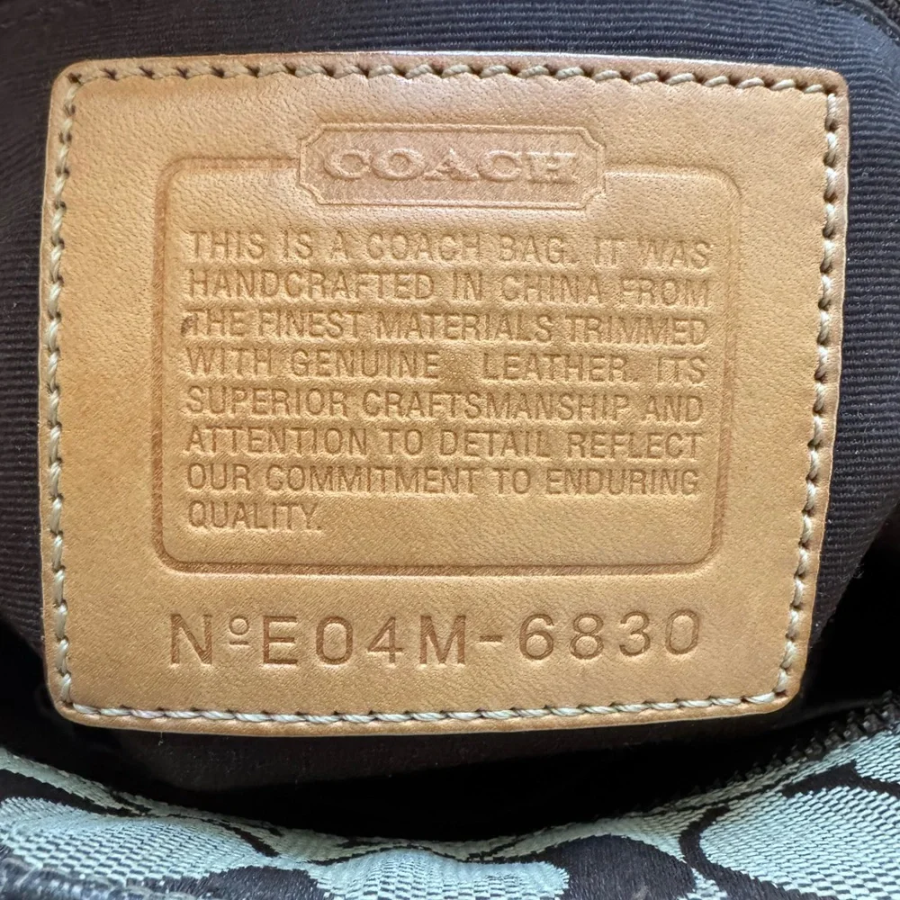 Coach Brown Signature Canvas Tote with Tan Leather Trim - Picture 11 of 16